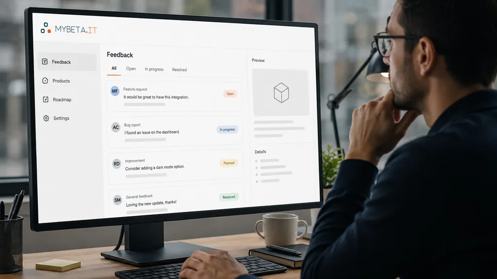 Vista della sezione feedback della console di mybeta.it, con elenco di segnalazioni e relativo stato di lavorazione